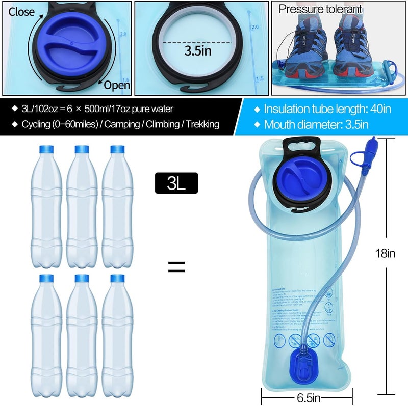 Mdvora 1.5L/2L/2.5L/3L Hydration Bladder, Large Opening Water Storage Bladder Bag, for Cycling Hiking Camping - Image 3